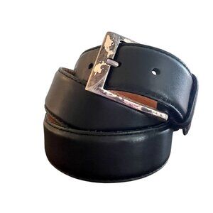 Martin Dingman Black Tumbled Leather Mens Dress Belt 36"